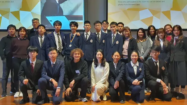 Group portrait of the Hong Kong and Macao teams at the Australasian Economics Olympiad.